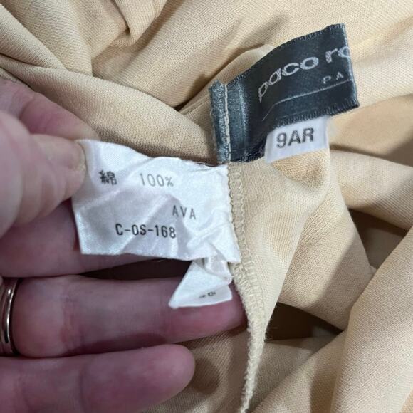 Paco Rabanne Vintage Yellow Stretch Short Sleeves Midi Dress 90’s Sz 9AR/6-8 - Picture 8 of 16